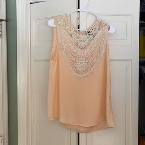 Peach, lace top.